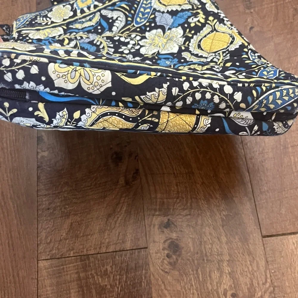 Vera bradley ellie blue yellow black laptop bag handles padded retired
